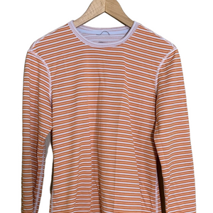 Patagonia Striped Long Sleeve Tee Capilene 3 Midweight‎ White & Orange L